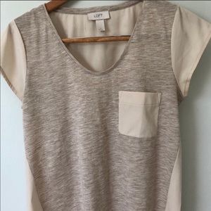 LOFT Cream Tan Pocket Tee Shirt